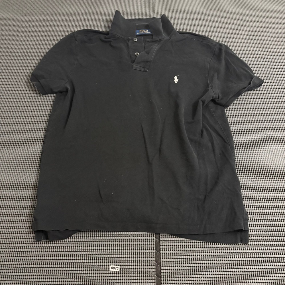 Polo Ralph Lauren Mens Small Black Pique Polo Shirt White Pony Cotton